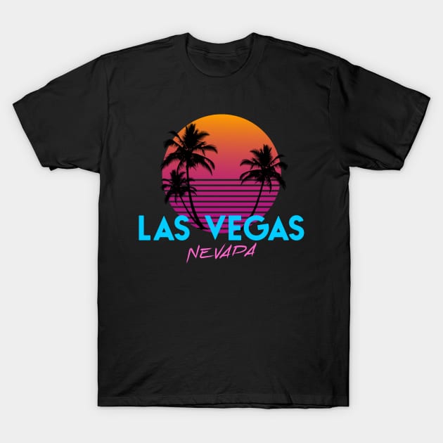 Las Vegas Nevada 80's Retro Sunset T-Shirt by OCSurfStyle